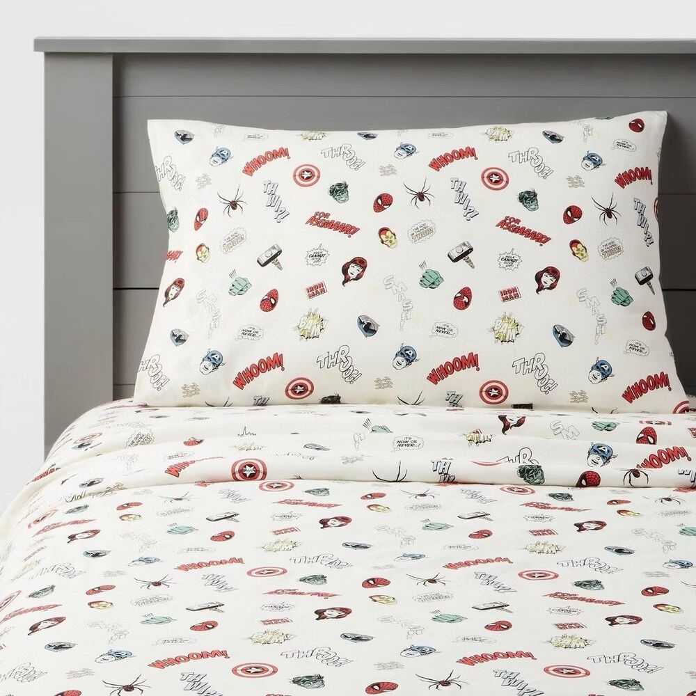 Pillowfort Marvel Icons Full Kids Sheet Set Pre-Owned No Pillowcases